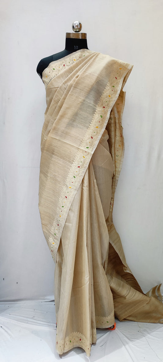 Banarasi 100% pure desi tusser silk kaduwa saree Mina weaving border